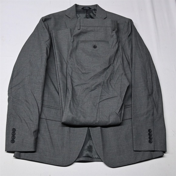 Haggar 42R 32x30 Gray Check Slim‎ Fit Mens Jacket Pants Suit